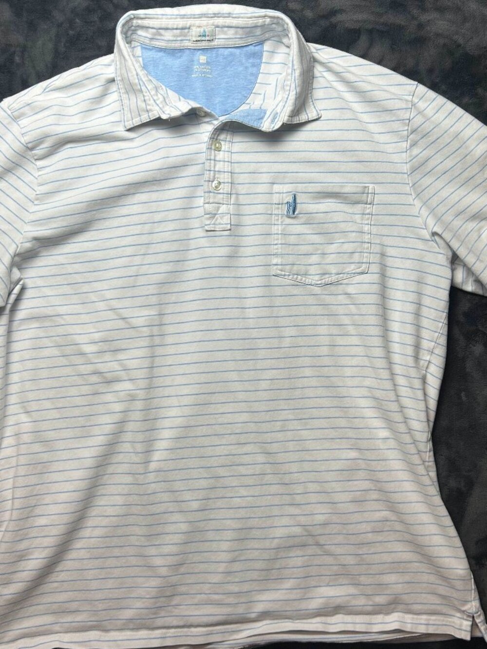 Mens Johnnie-O Hangin' Out Polo Shirt XXl Short Sleeve Cotton White Blue
